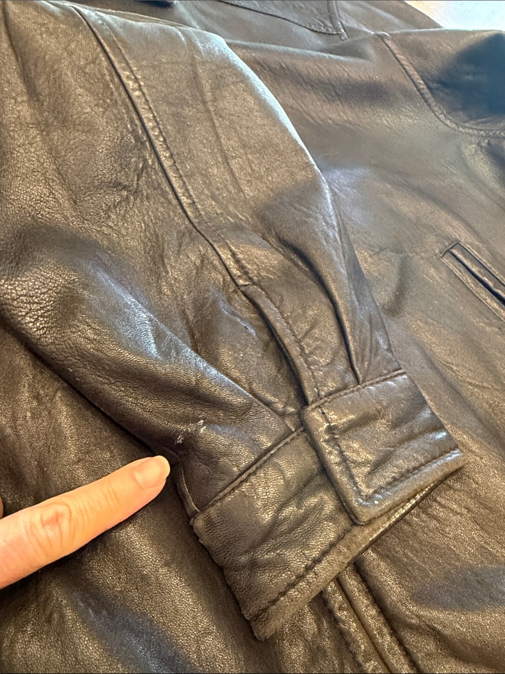 Hathaway Black soft Leather bomber Jacket customized Harley Davidson patch - Picture 11 of 13